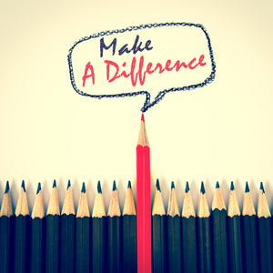 Image says Make a Difference. Shows row of pencils with 1 pencil sticking up 